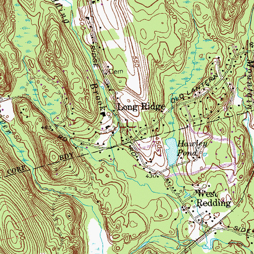 Topographic Map of Long Ridge, CT