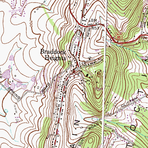 Topographic Map of Braddock Heights Volunteer Fire Company Station 12, MD