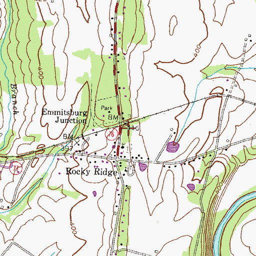 Topographic Map of Rocky Ridge Volunteer Fire Company Station 13, MD