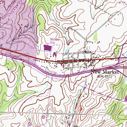 Topographic Map of New Market Volunteer Fire Company Station 15, MD