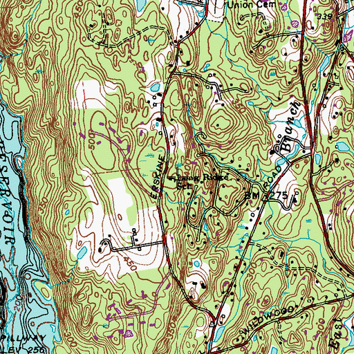 Topographic Map of Long Ridge School, CT