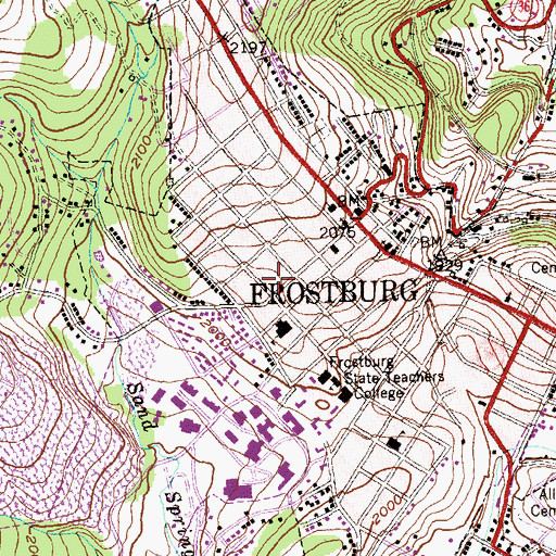 Topographic Map of Frostburg Fire Department Price Station, MD