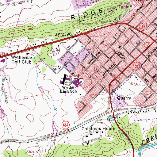 Topographic Map of Wythe County Technology Center, VA