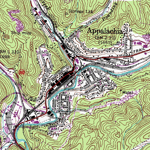 Topographic Map of Appalachia Volunteer Fire Department, VA