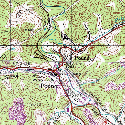 Topographic Map of Pound Volunteer Fire Department, VA