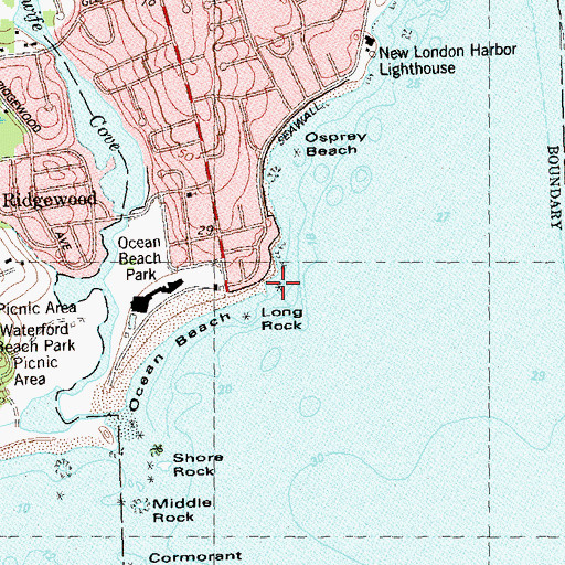 Topographic Map of Long Rock, CT