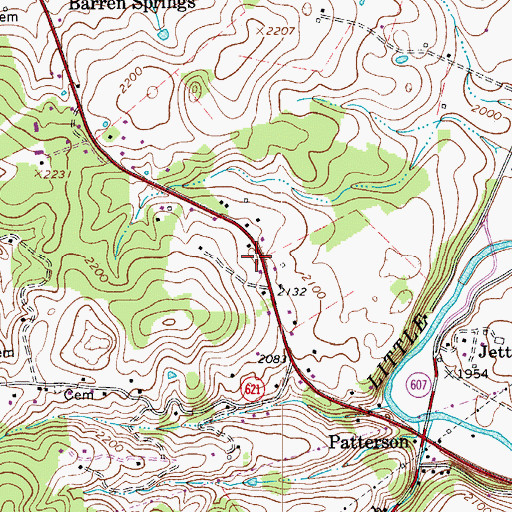 Topographic Map of Barren Springs Volunteer Fire Department, VA