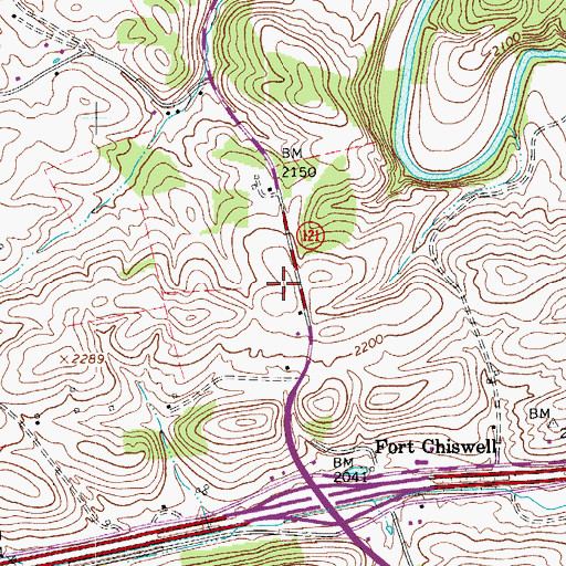 Topographic Map of Max Meadows Volunteer Fire Department, VA