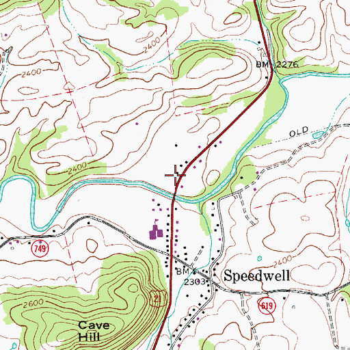 Topographic Map of Speedwell Volunteer Fire Department, VA