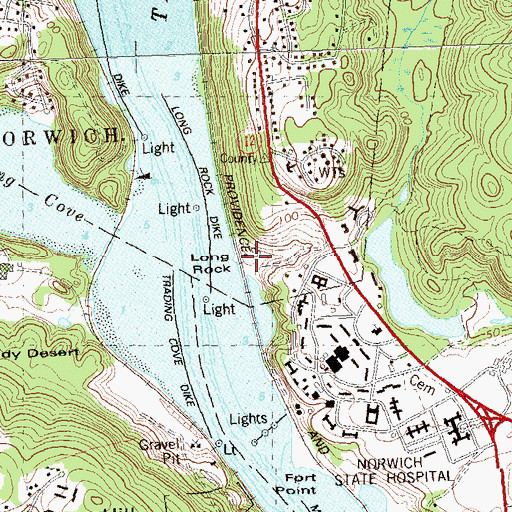 Topographic Map of Long Rock, CT