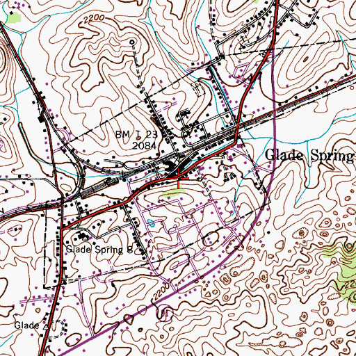 Topographic Map of Glade Spring Police Department, VA