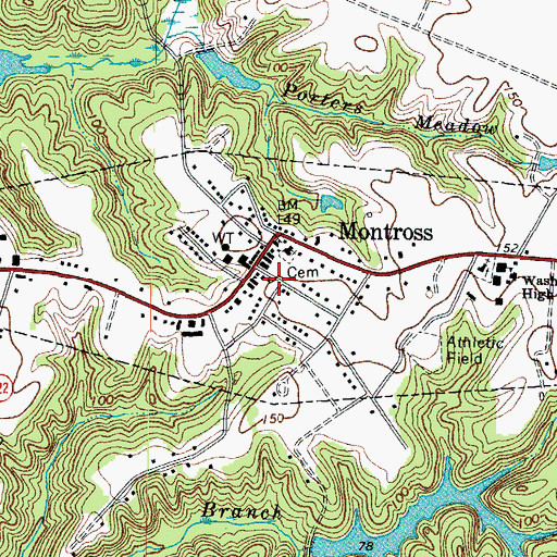 Topographic Map of Westmoreland Volunteer Fire Department Engine Company 2, VA