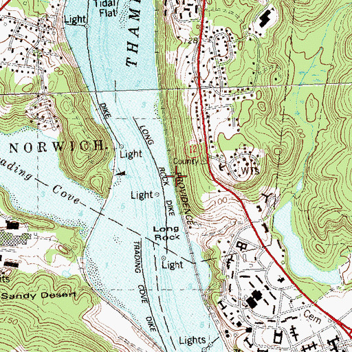 Topographic Map of Long Rock Dike, CT