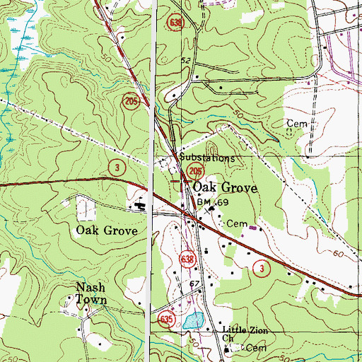 Topographic Map of Oak Grove Volunteer Fire Department Engine Company 4, VA