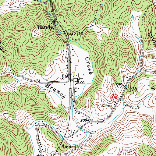 Topographic Map of Bandy Volunteer Fire Department, VA