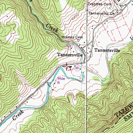 Topographic Map of Tannersville Volunteer Fire Department, VA
