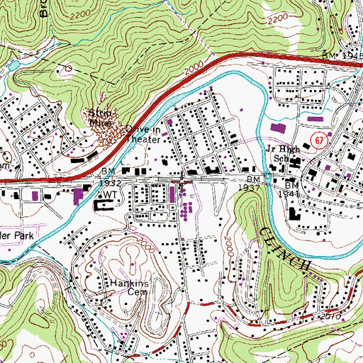 Topographic Map of Richlands Fire and Rescue Station 1, VA