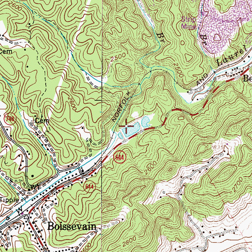 Topographic Map of Abbs Valley - Boissevain - Pocahontas Rescue Squad, VA