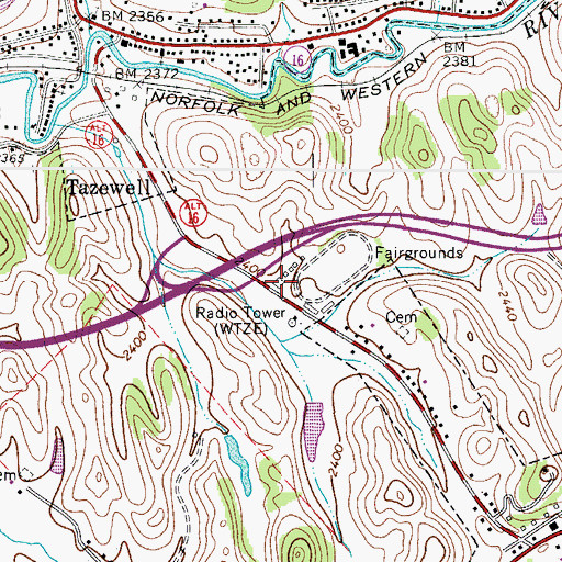 Topographic Map of Tazewell County Fire Department and Rescue Squad, VA