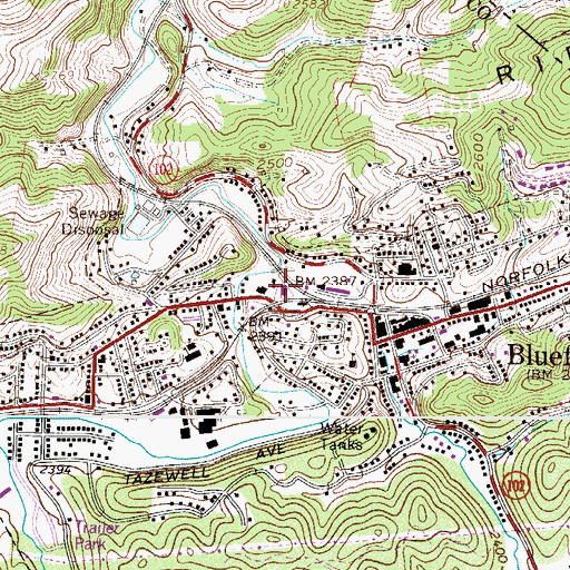 Topographic Map of Bluefield Virginia Rescue Squad, VA