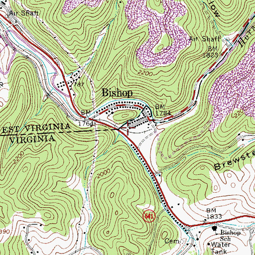 Topographic Map of Bishop Volunteer Fire Department, VA