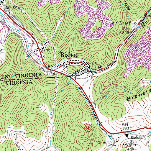 Topographic Map of Bishop Volunteer Fire Department, VA