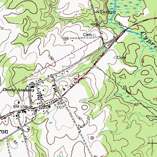 Topographic Map of Dendron Volunteer Fire Department Surry County Station 2, VA