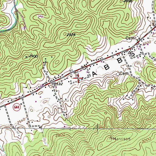 Topographic Map of Abbs Valley - Boissevain Volunteer Fire Department, VA