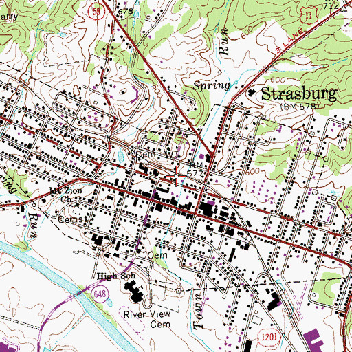 Topographic Map of Shenandoah County Fire and Rescue Station 25 - Strasburg Volunteer Rescue Squad, VA