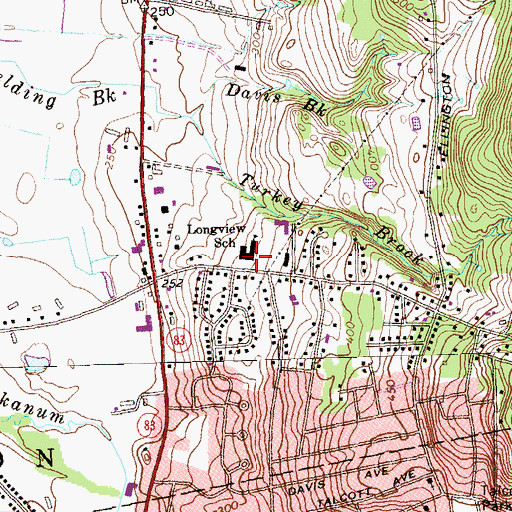 Topographic Map of Longview Junior High School, CT