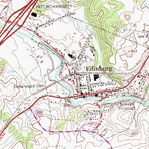 Topographic Map of Shenandoah County Fire and Rescue Station 15 - Edinburg Volunteer Fire Department, VA