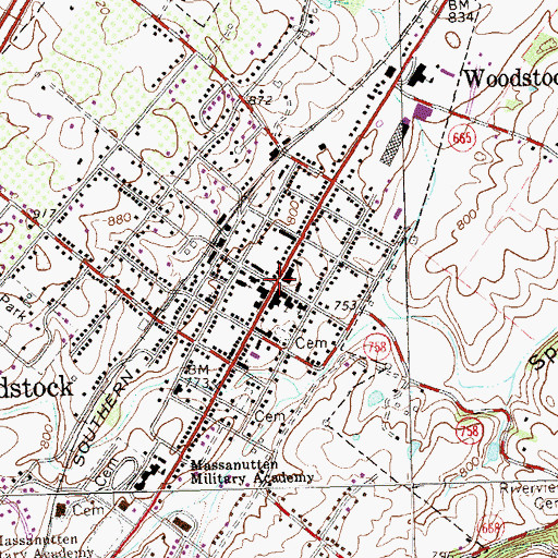 Topographic Map of Shenandoah County Sheriff's Office, VA