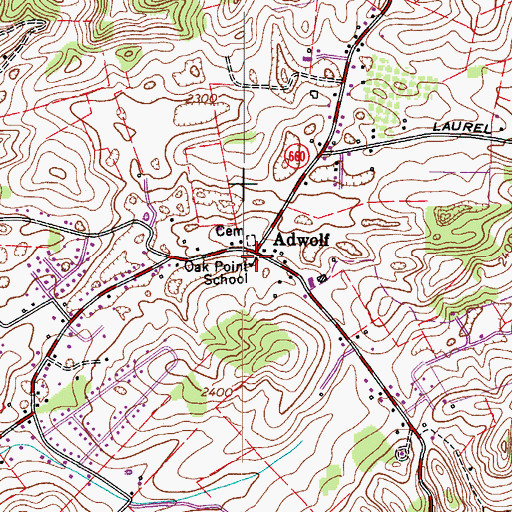 Topographic Map of Adwolfe Volunteer Fire Department, VA