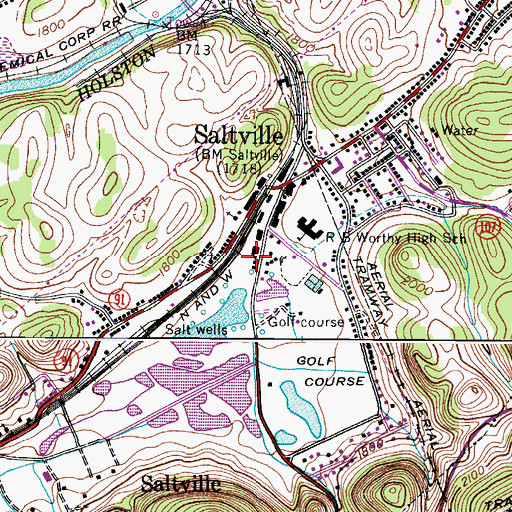 Topographic Map of Saltville Volunteer Fire Department, VA
