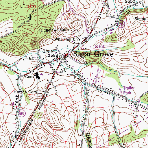 Topographic Map of Sugar Grove Volunteer Fire Department, VA