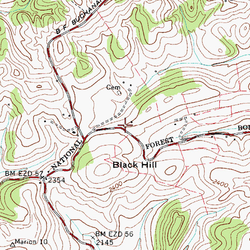 Topographic Map of Nebo Volunteer Fire Department Station 1, VA