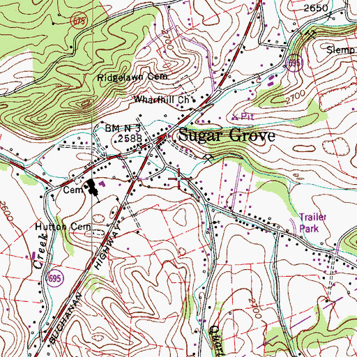 Topographic Map of Sugar Grove Life Saving Crew, VA