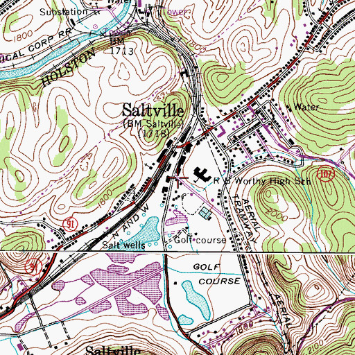 Topographic Map of Saltville Police Department, VA