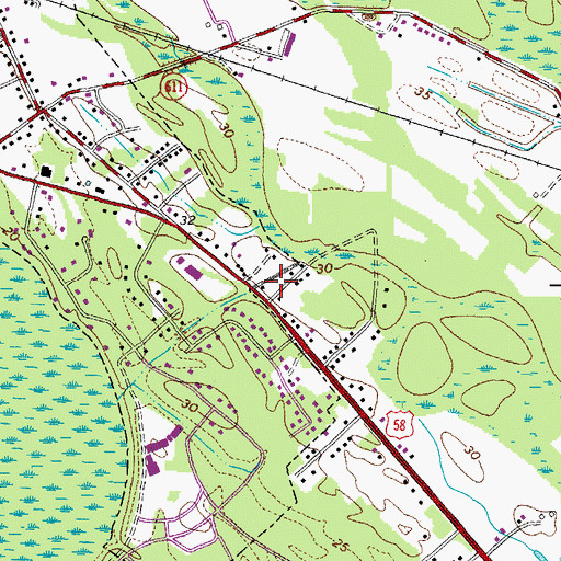 Topographic Map of Courtland Volunteer Fire Department, VA