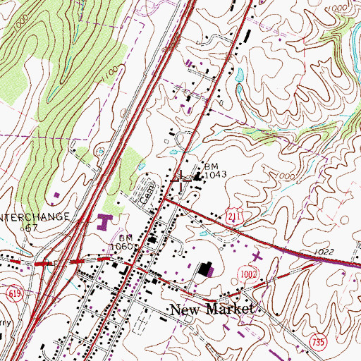 Topographic Map of Shenandoah County Fire and Rescue Station 19 - New Market Volunteer Rescue Squad, VA
