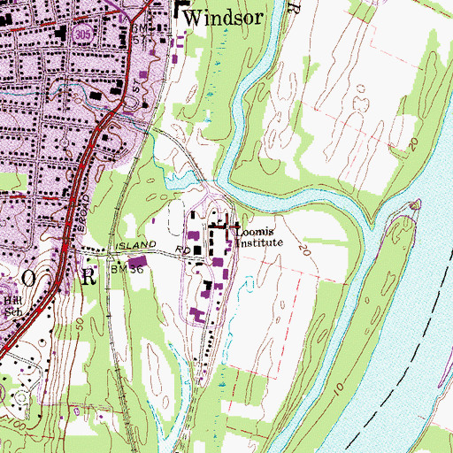 Topographic Map of Loomis Chaffee School, CT