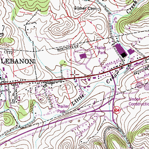 Topographic Map of Lebanon Volunteer Fire Department, VA