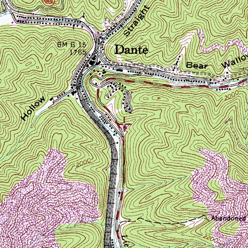 Topographic Map of Dante Volunteer Fire Department Station 37, VA