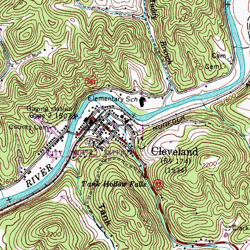 Topographic Map of Cleveland Volunteer Fire Department, VA