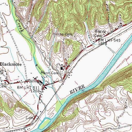 Topographic Map of Fort Blackmore Volunteer Fire Department, VA