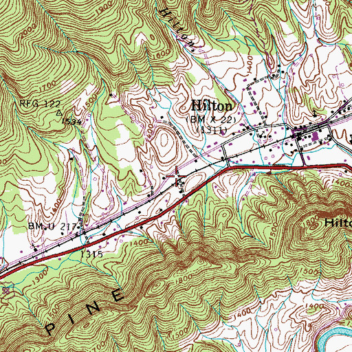 Topographic Map of Hiltons Volunteer Fire Department, VA