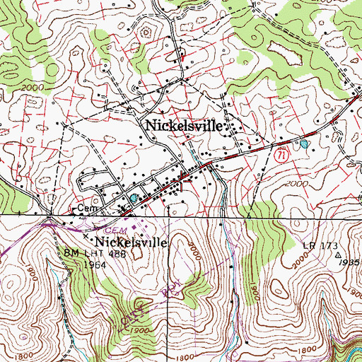 Topographic Map of Nickelsville Volunteer Fire Department, VA