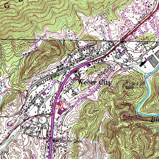 Topographic Map of Weber City Volunteer Fire Department Station 1, VA