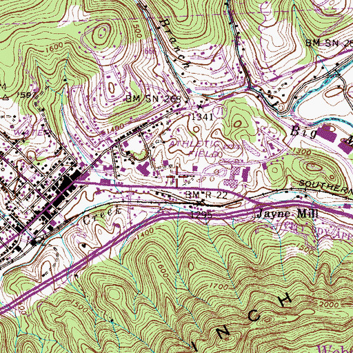 Topographic Map of Gate City Volunteer Fire Department, VA