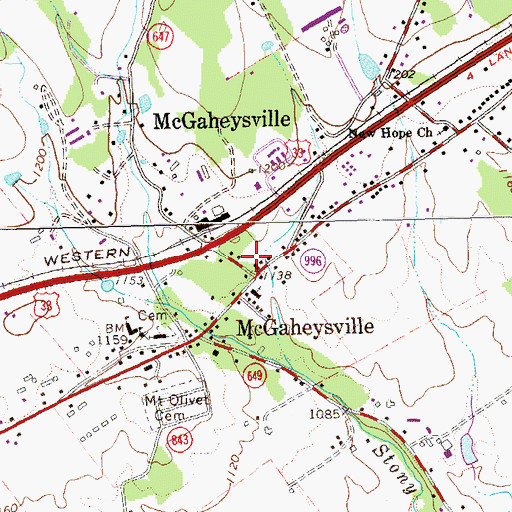 Topographic Map of McGaheysville Station Elkton Volunteer Rescue Squad 35, VA